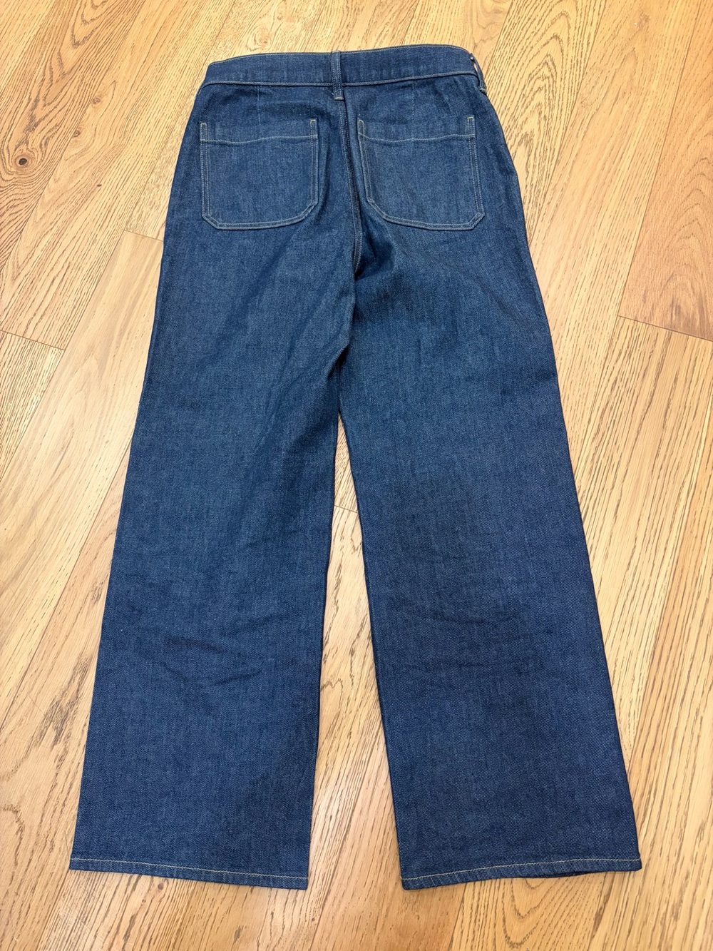 J. Crew 96 slim High-Rise Wide Leg TrouserJeans dark blue with gold button 27 - Picture 3 of 5